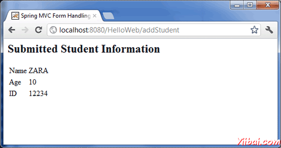 Spring Student Form Result