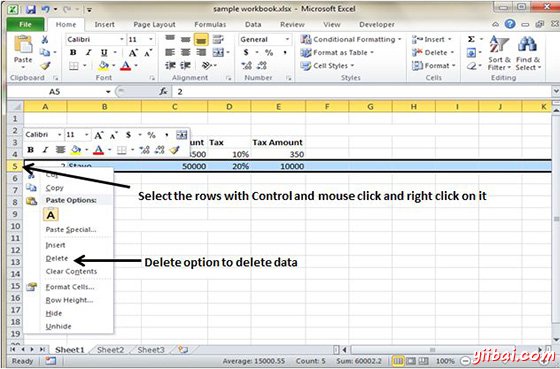 Selective delete of rows